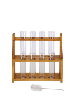 Fallen Fruits Large Pine Wood Test Tube Mini Plant Stand, Clear