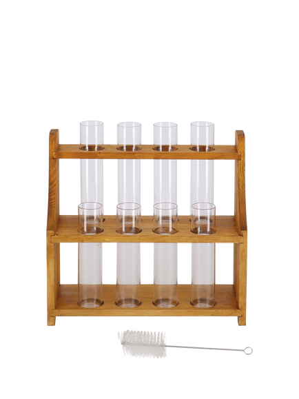 Fallen Fruits Large Pine Wood Test Tube Mini Plant Stand, Clear