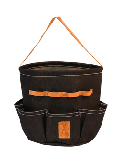 Fallen Fruits Round Denim Garden Tool Bag, Blue