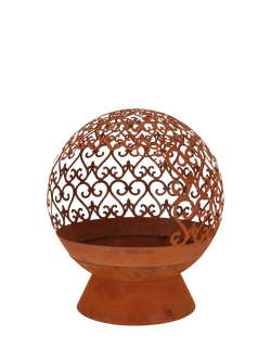 Fallen Fruits Ornate Globe Firepit, Rust, Rust