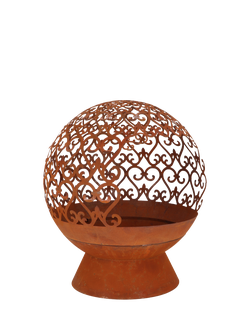 Fallen Fruits Ornate Globe Firepit, Rust - view 2, Rust