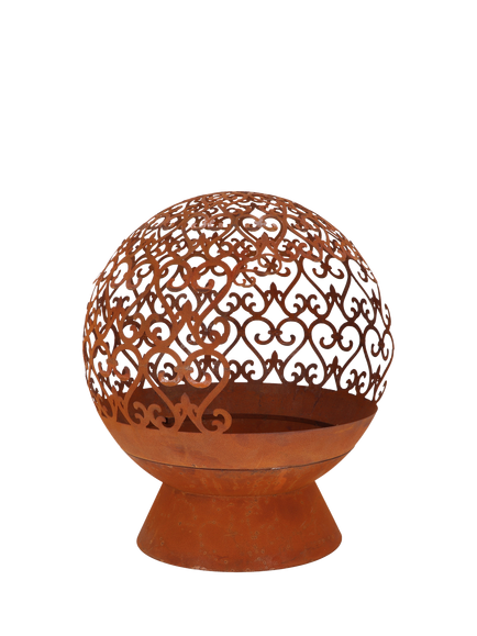 Fallen Fruits Ornate Globe Firepit, Rust - view 2, Rust
