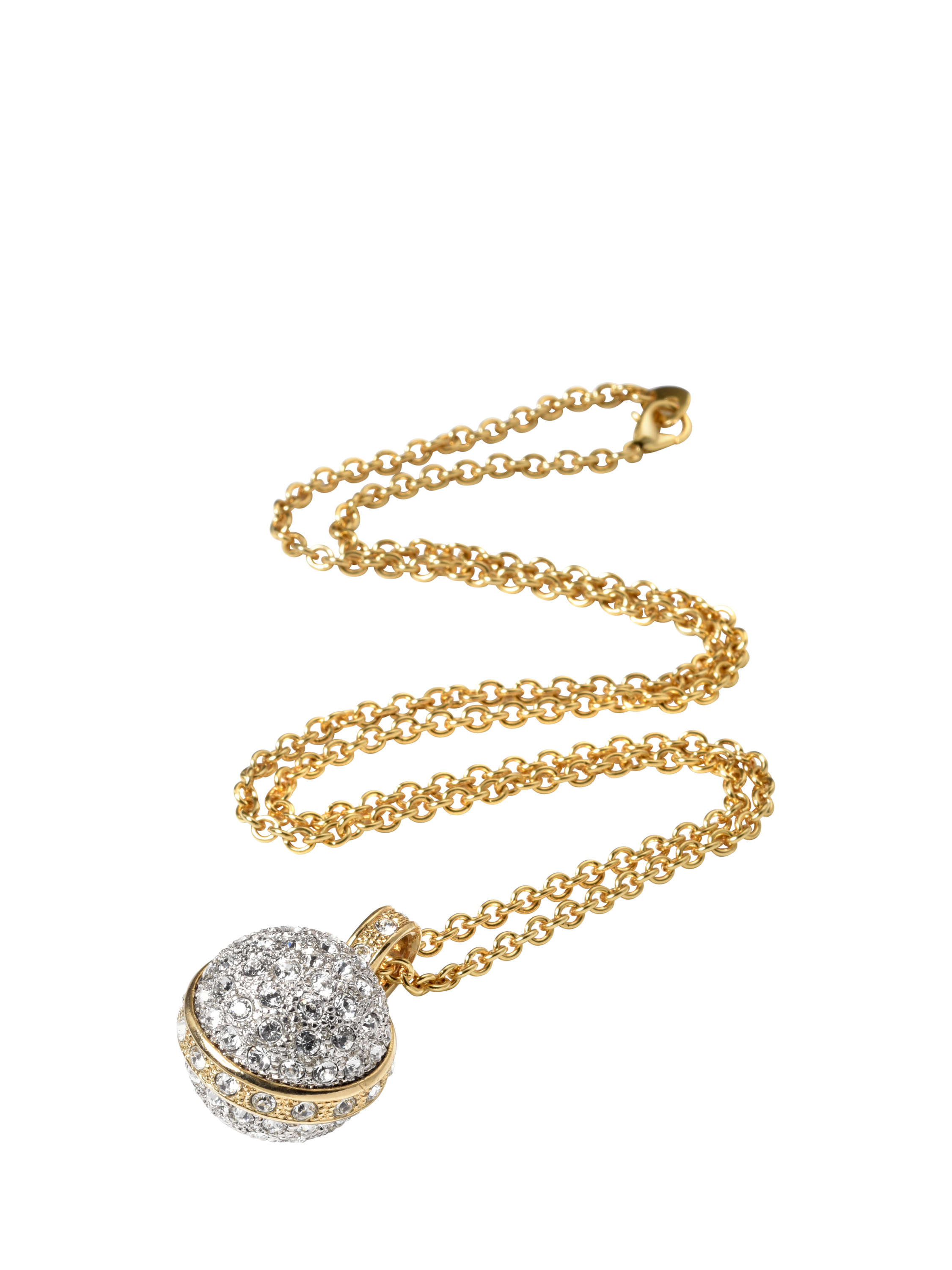 Product image 1 of 4, which shows Pre-loved Large Crystal Encrusted Ball Pendant, Gold