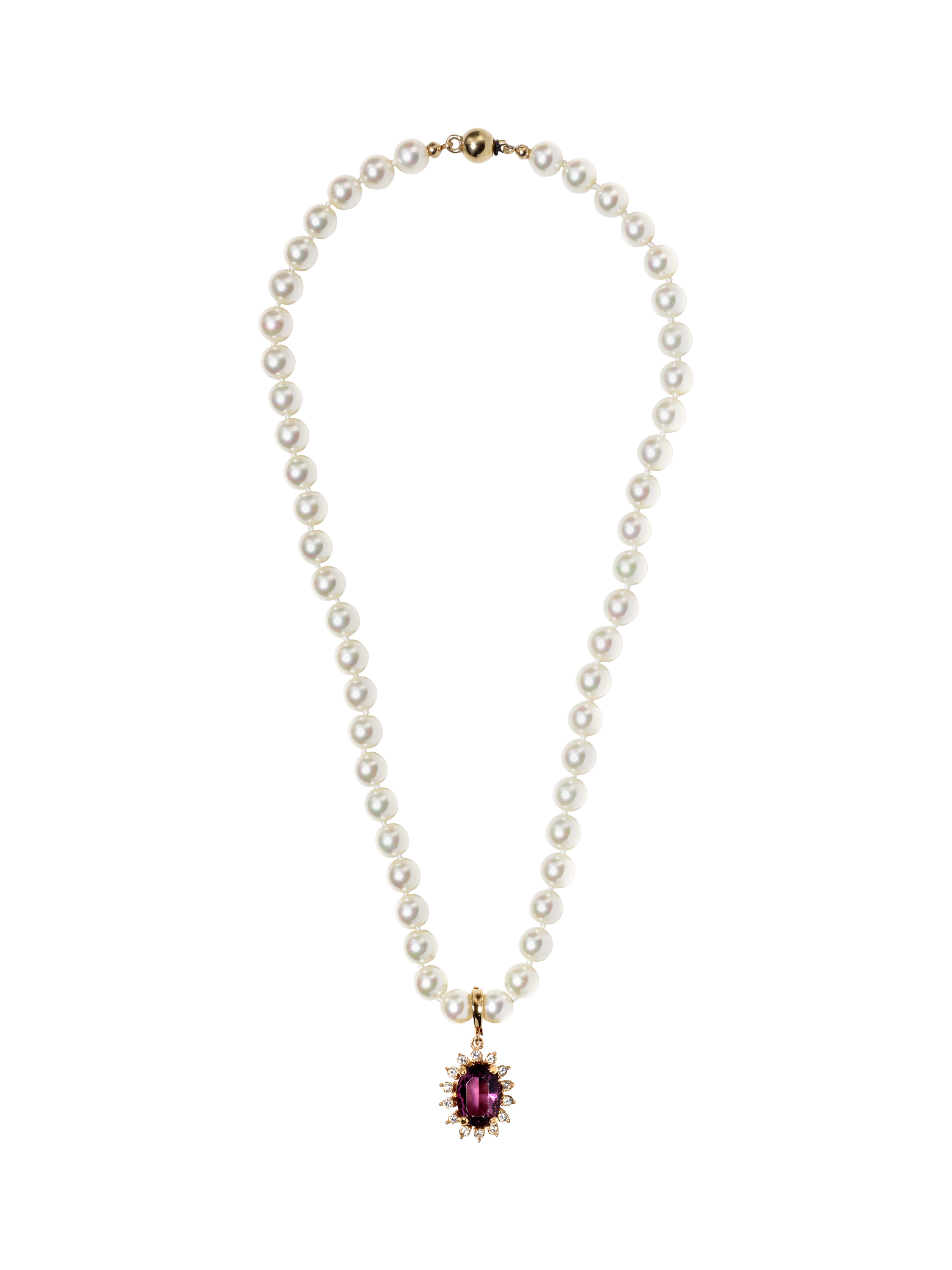 Product image 1 of 2, which shows Pre-loved Detachable Crystal Pendant, Amethyst/Cream