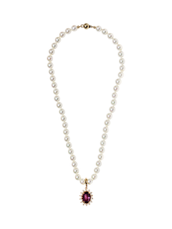 Pre-loved Detachable Crystal Pendant, Amethyst/Cream, Amethyst/Cream