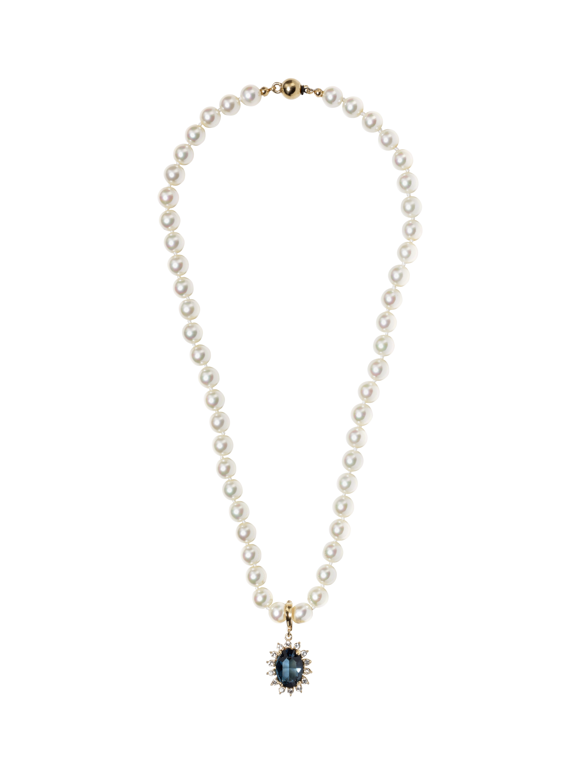 Product image 1 of 2, which shows Pre-loved Detachable Crystal Pendant, Blue/Cream
