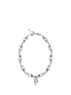 Pre-loved Diamante Baguette Necklace, Silver, Silver