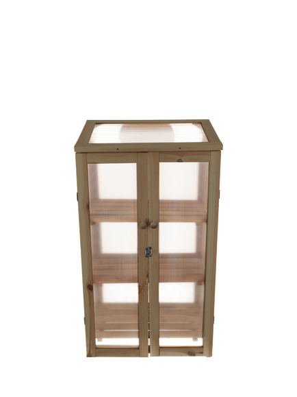 Fallen Fruits Large Upright 3 Shelf Pine Wood Cold Frame, Natural