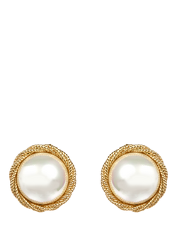 Pre-loved Pearl Twist Clip On Stud Earrings, Gold/Cream, Gold/Cream