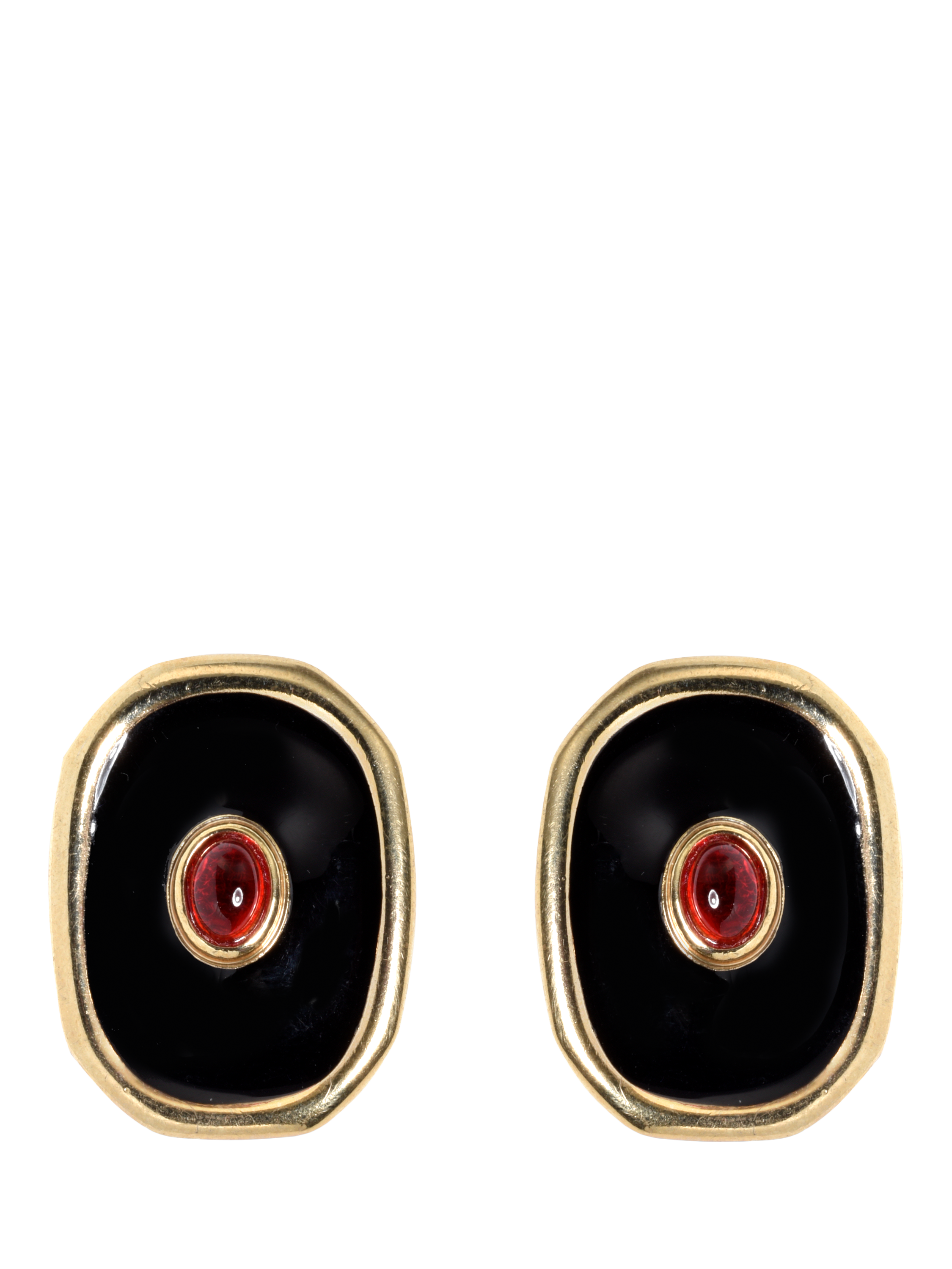 Product image 1 of 2, which shows Pre-loved Statement Enamel Earrings, Red/Black