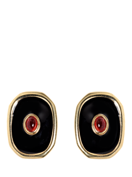 Pre-loved Statement Enamel Earrings, Red/Black, Red/Black