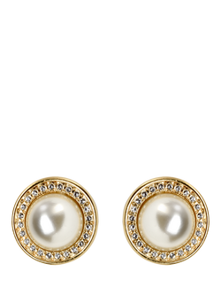 Pre-loved Pearl Cabochon Clip On Earrings, Circa 1980s, Gold/Cream, Gold/Cream