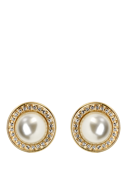 Pre-loved Pearl Cabochon Clip On Earrings, Circa 1980s, Gold/Cream, Gold/Cream