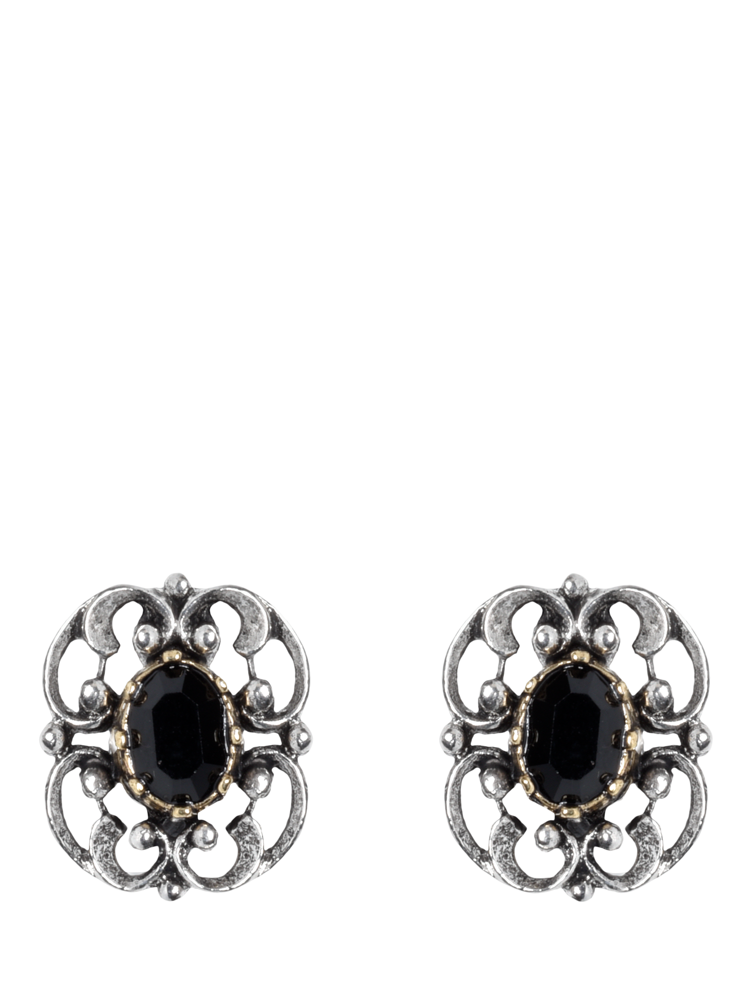 Product image 1 of 3, which shows Pre-loved Filigree Clip On Earrings, Silver/Black