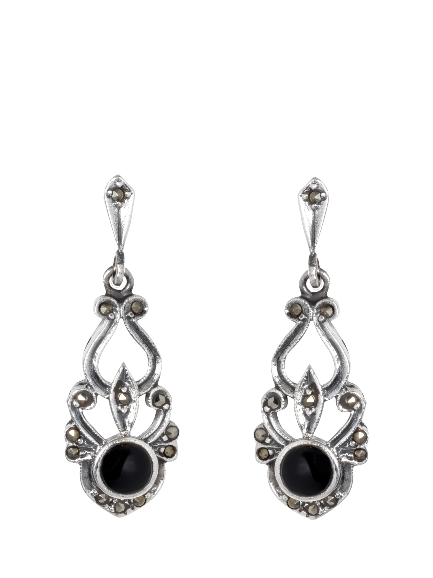 Product image 1 of 2, which shows Pre-loved Sterling Silver Onyx Drop Earrings