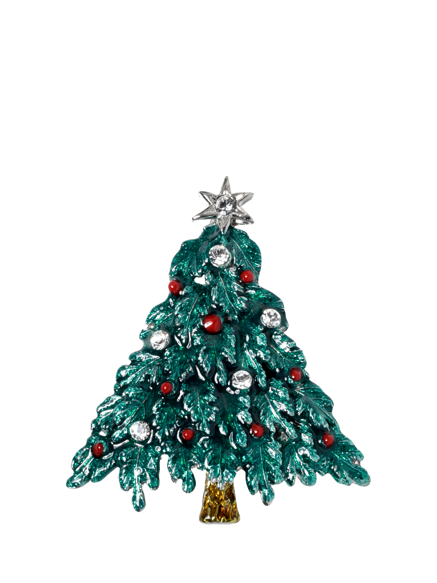 Product image 1 of 3, which shows Pre-loved Crystal Christmas Tree Brooch, Circa 1990s, Silver/Multi
