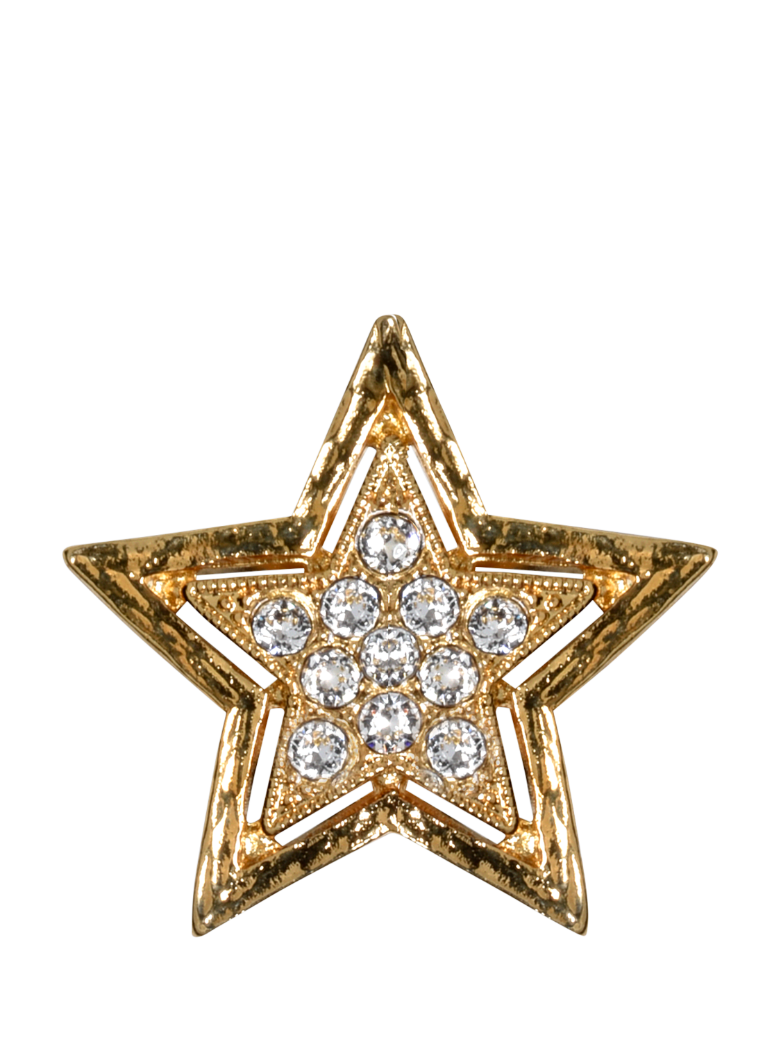 Product image 1 of 2, which shows Pre-loved Crystal Star Stick Pin, Gold/Clear