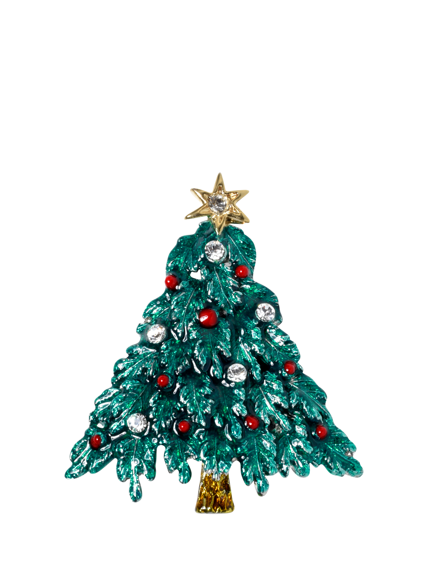 Product image 1 of 3, which shows Pre-loved Christmas Tree Brooch, Circa 1990, Green/Multi