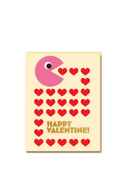 Nineteen Seventy Three Valentines Pac-Man Valentine's Day Card, Multi