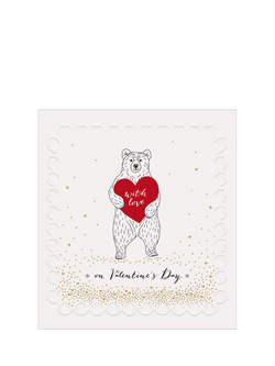 The Proper Mail Company Bear Holding A Heart Valentine's Day Card, Multi