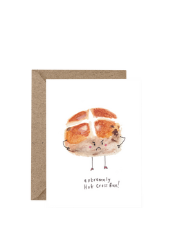 Western Sketch Extremely Hot Cross Bun Easter Card, Multi
