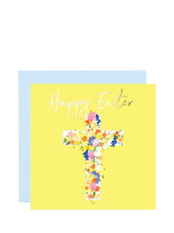 Susan O'Hanlon Floral Cross Easter Card, Multi
