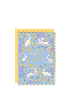 Eleanor Stuart Easter Bunnies Scallop Easter Card, Multi