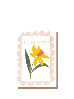 Caroline Gardner Scalloped Border Daffodil Easter Card, Multi