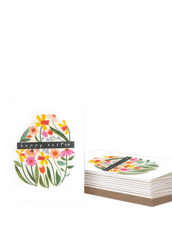 Caroline Gardner Floral Egg Easter Card, Pack of 6, Multi
