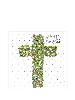 Rachel Ellen Cross Hedge with Flowers Easter Card, Multi