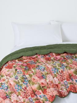 John Lewis x Sanderson Rose & Peony Quilted Scalloped Bedspread, Multi, Multi