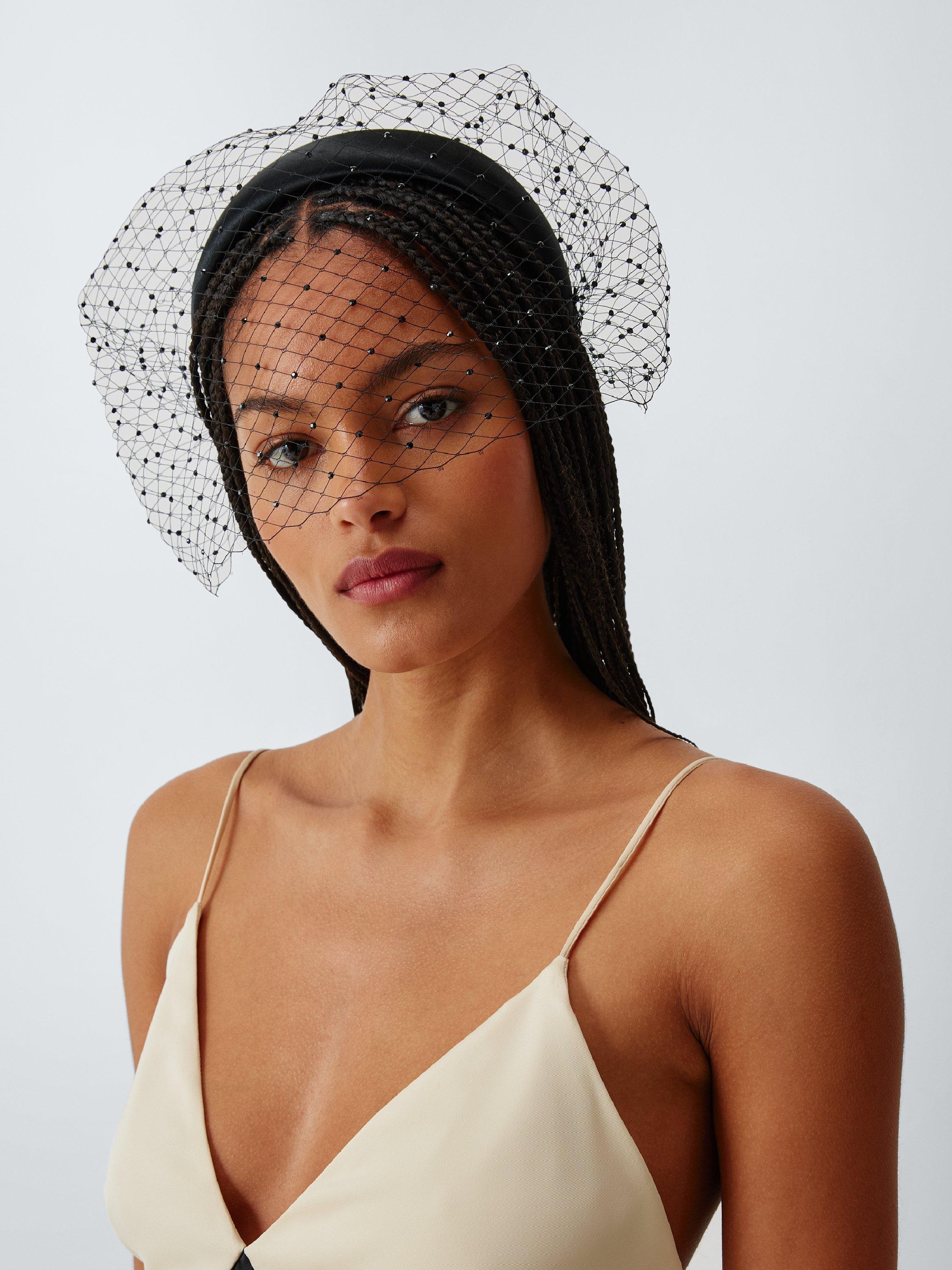 Product image 1 of 4, which shows John Lewis Alexis Headband with Veil, Black