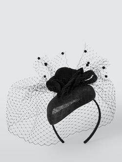 John Lewis Ambrose Beret Fascinator with Veil - view 2, Black