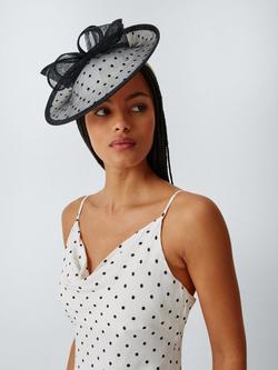 John Lewis Anais Medium Disc Fascinator, Black/White