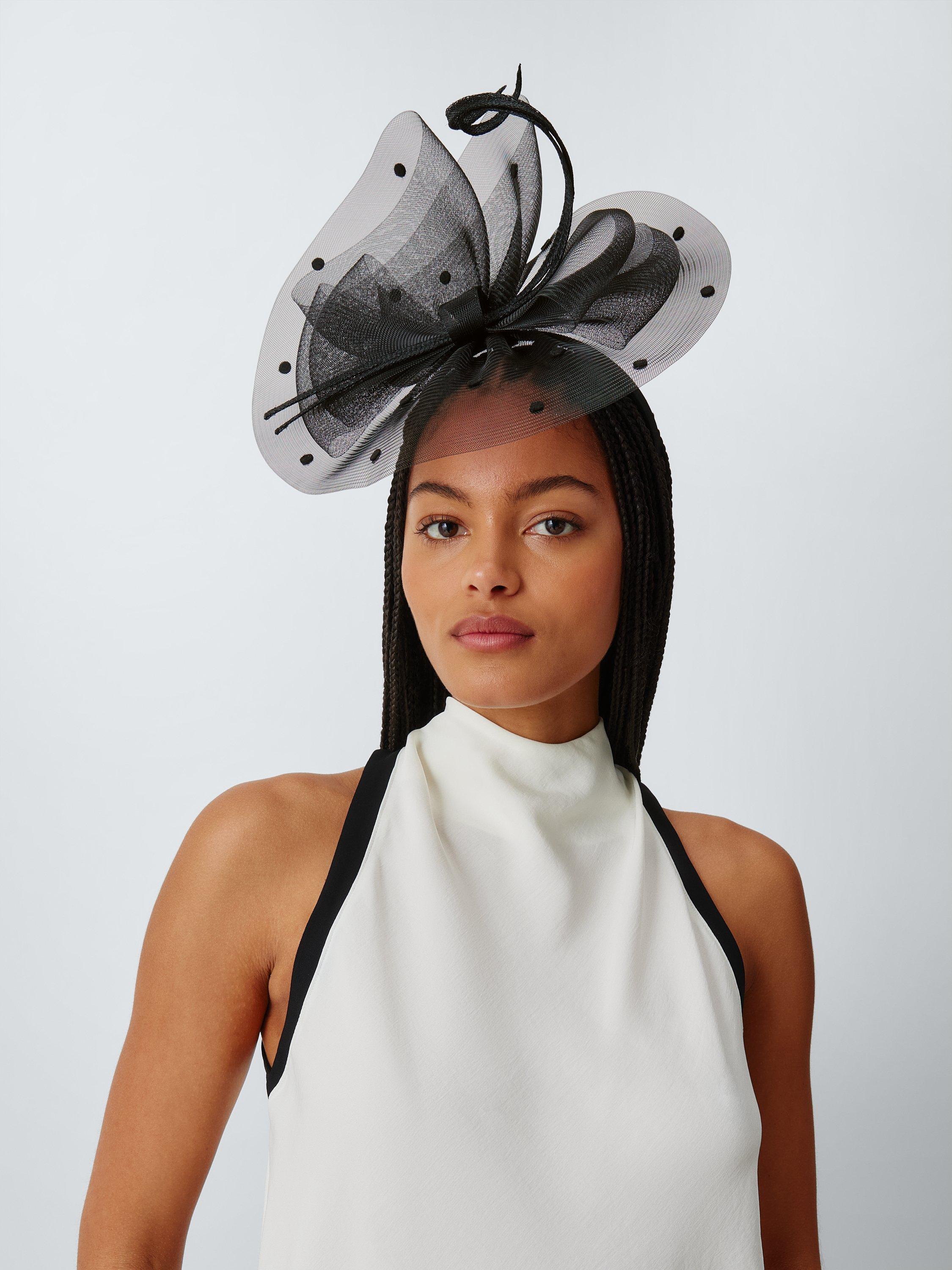 Product image 1 of 4, which shows John Lewis Arabella Polka Dot Fascinator, Black