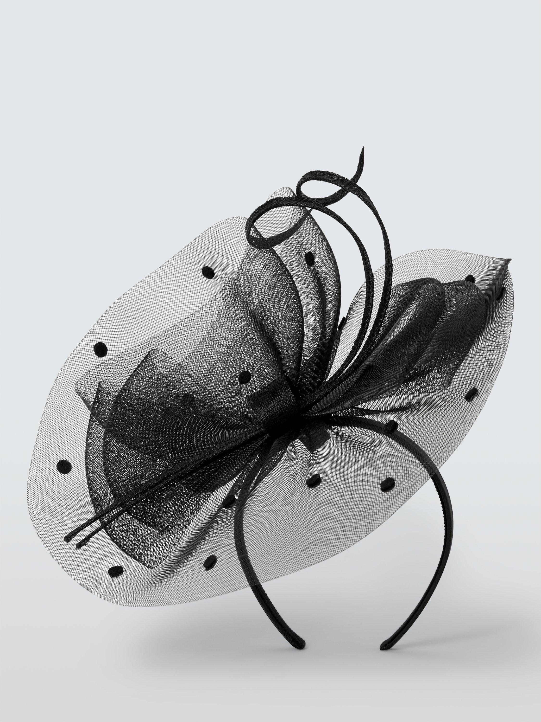 Product image 2 of 4, which shows John Lewis Arabella Polka Dot Fascinator, Black