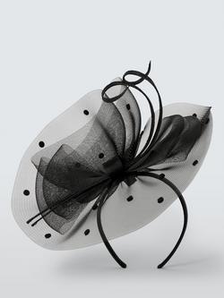 John Lewis Arabella Polka Dot Fascinator - view 2, Black