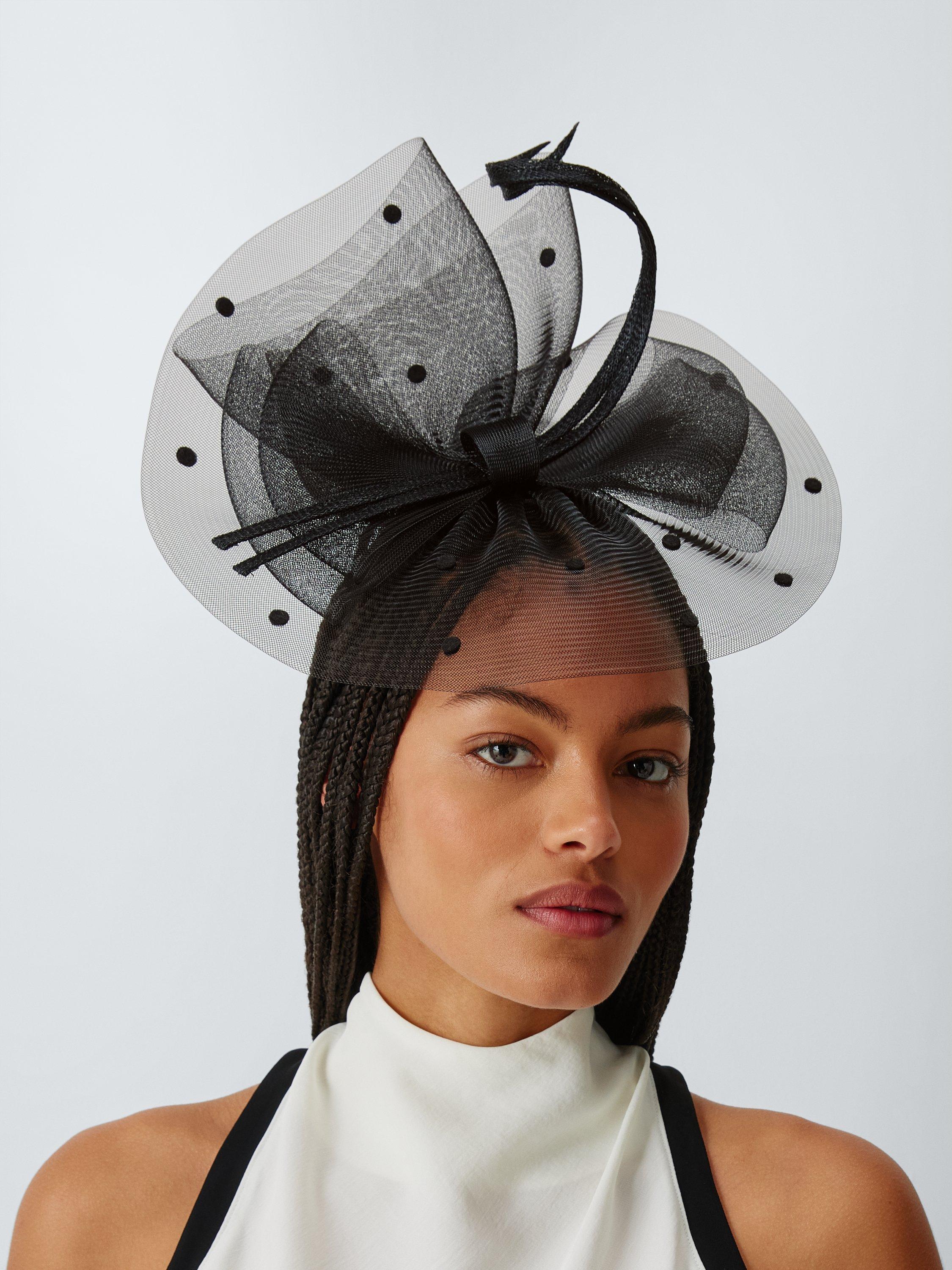 Product image 4 of 4, which shows John Lewis Arabella Polka Dot Fascinator, Black