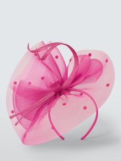 John Lewis Arabella Polka Dot Fascinator - view 2, Fuschia