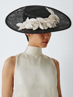 John Lewis Camille Medium Boater Fascinator, Black, Black