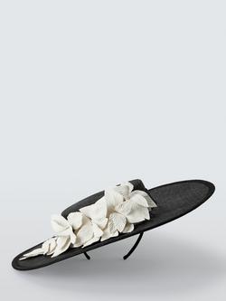 John Lewis Camille Medium Boater Fascinator, Black - view 2, Black