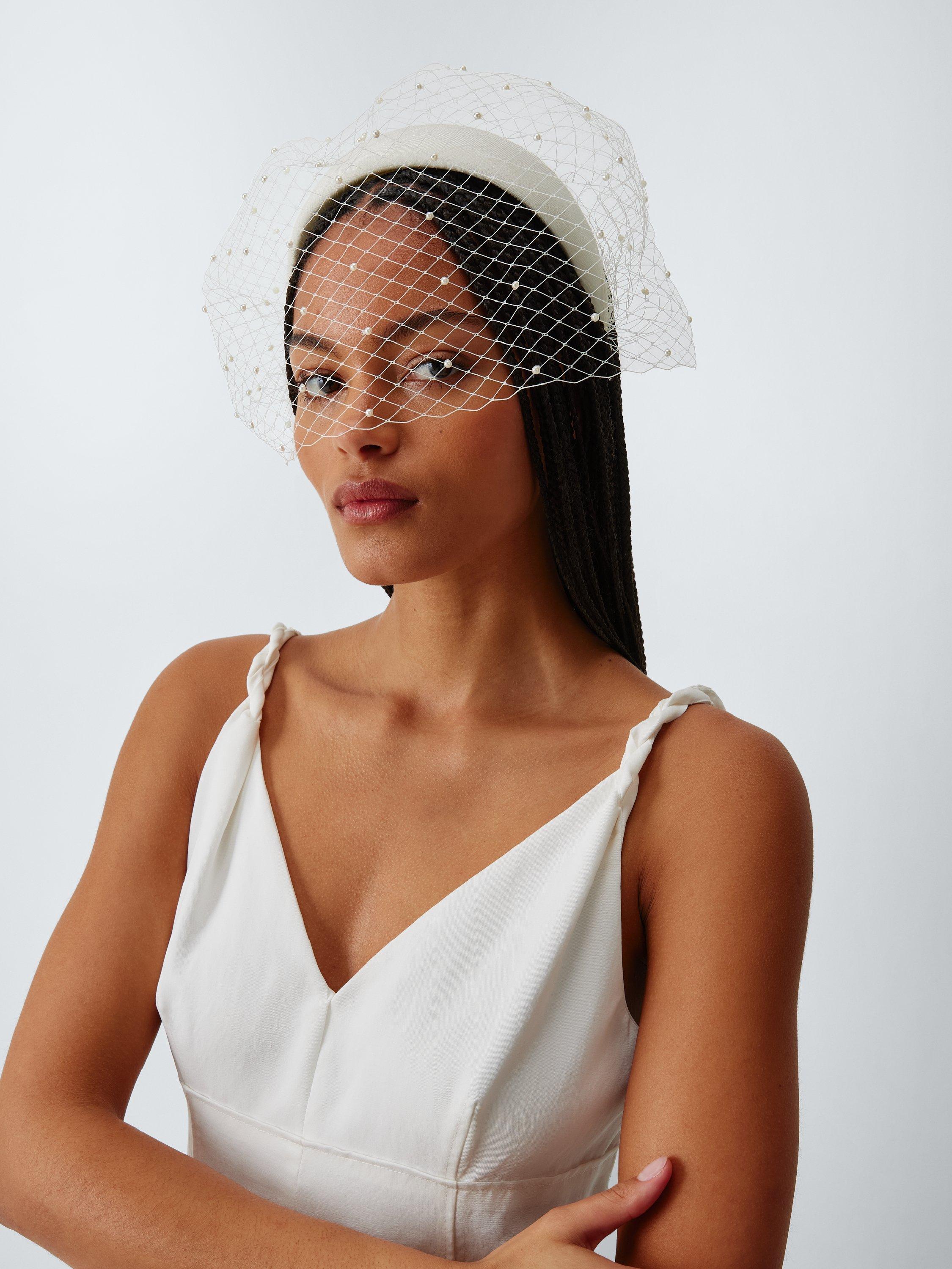 Product image 1 of 4, which shows John Lewis Chloe Headband with Veil, Ivory