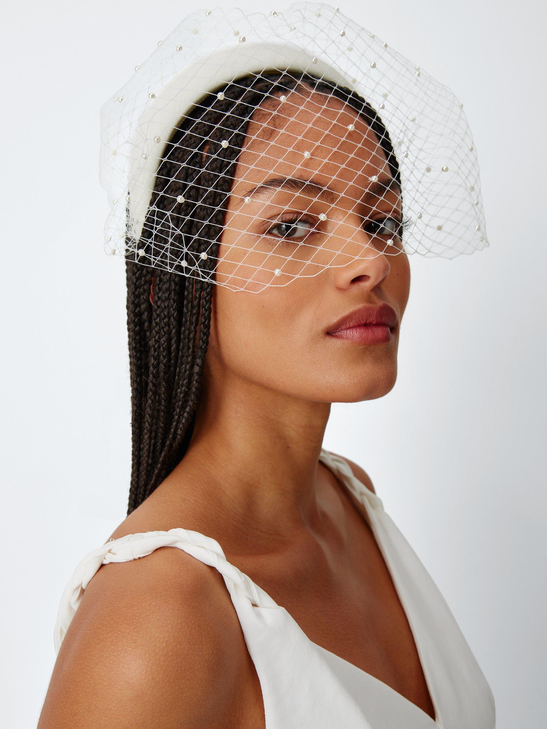 Product image 4 of 4, which shows John Lewis Chloe Headband with Veil, Ivory
