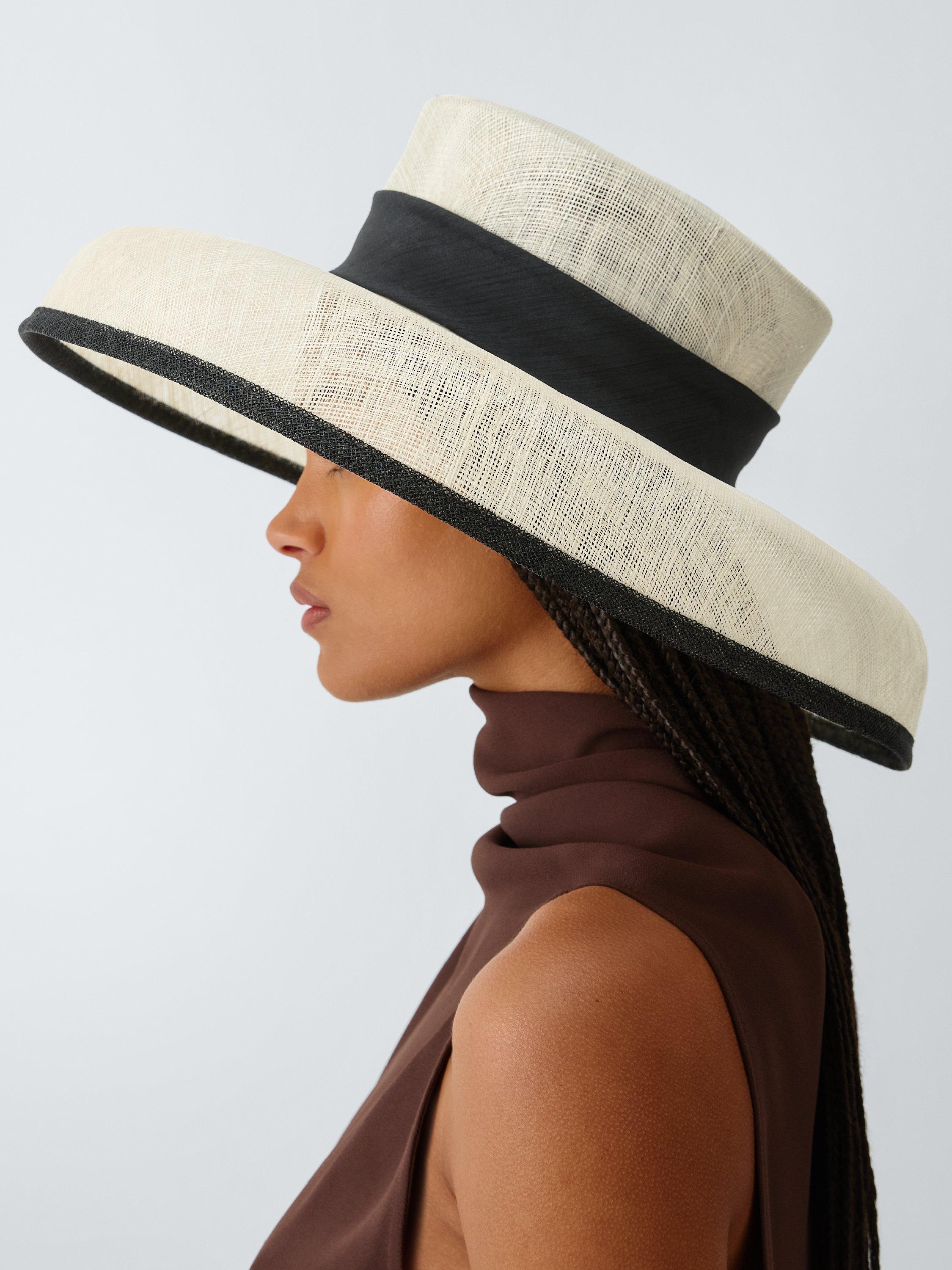 Product image 4 of 4, which shows John Lewis Coco Downward Brim Hat, Natural/Black