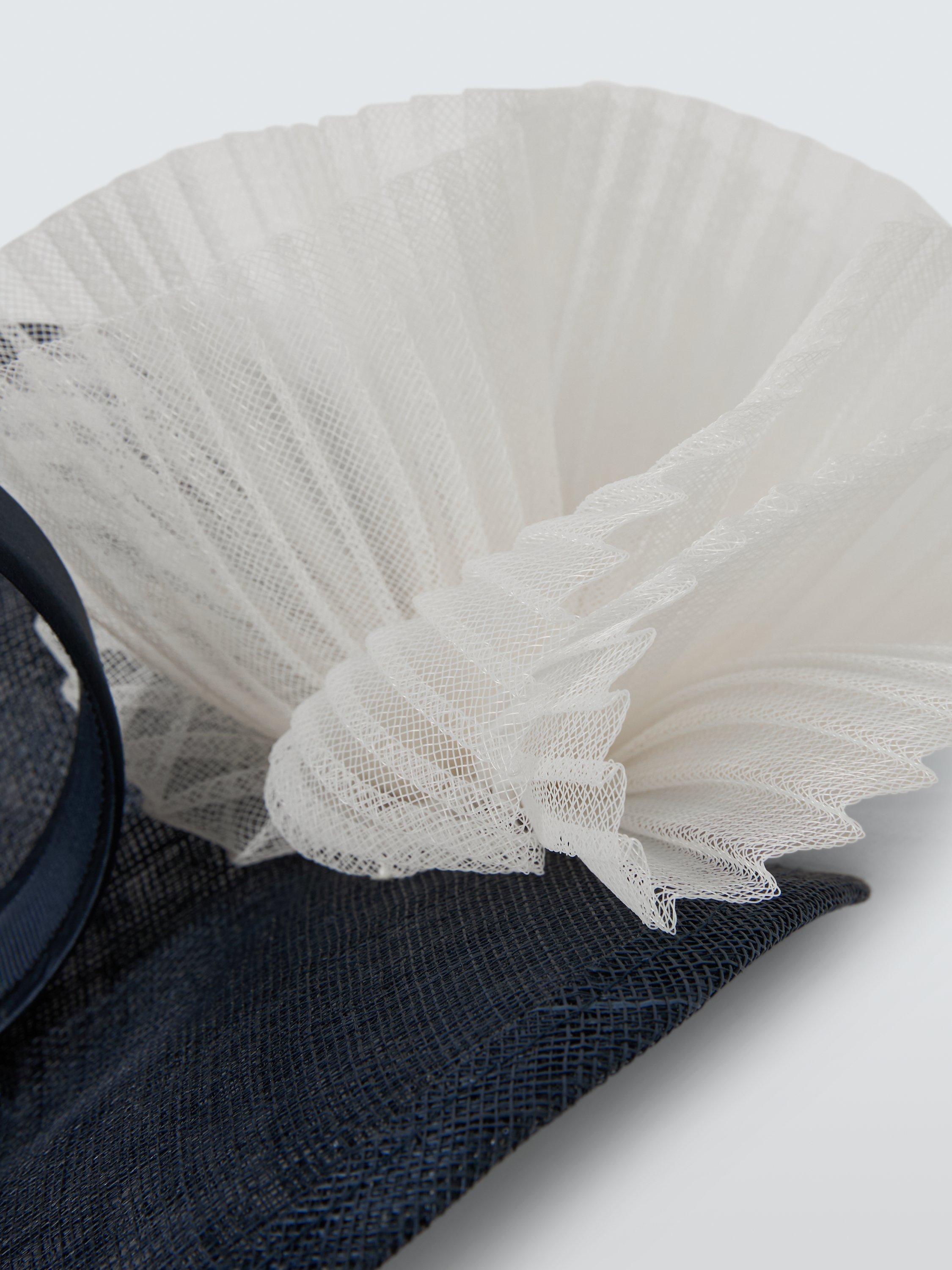 Product image 3 of 4, which shows John Lewis Colette Upturned Disc Fascinator, Navy/Ivory