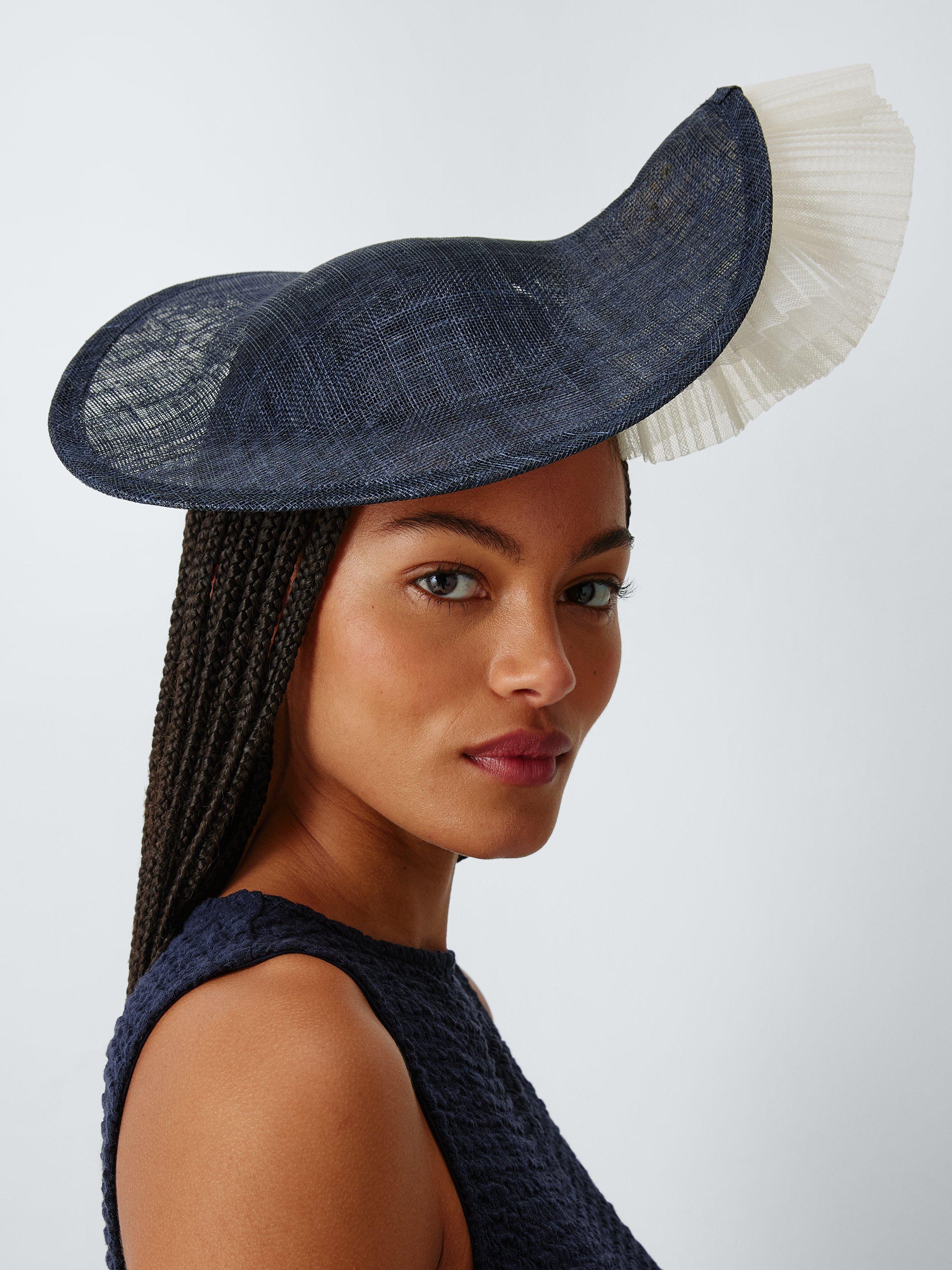 Product image 4 of 4, which shows John Lewis Colette Upturned Disc Fascinator, Navy/Ivory