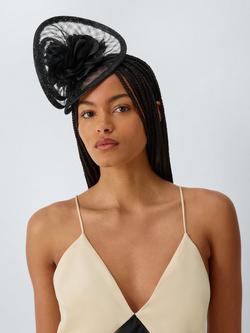 John Lewis Darcia Crosshatch Fascinator, Black