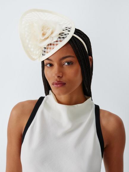 John Lewis Darcia Crosshatch Fascinator, Ivory