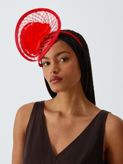 John Lewis Darcia Crosshatch Fascinator, Red