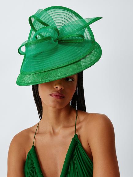 John Lewis Devon Woven Pleat Occasion Hat, Green